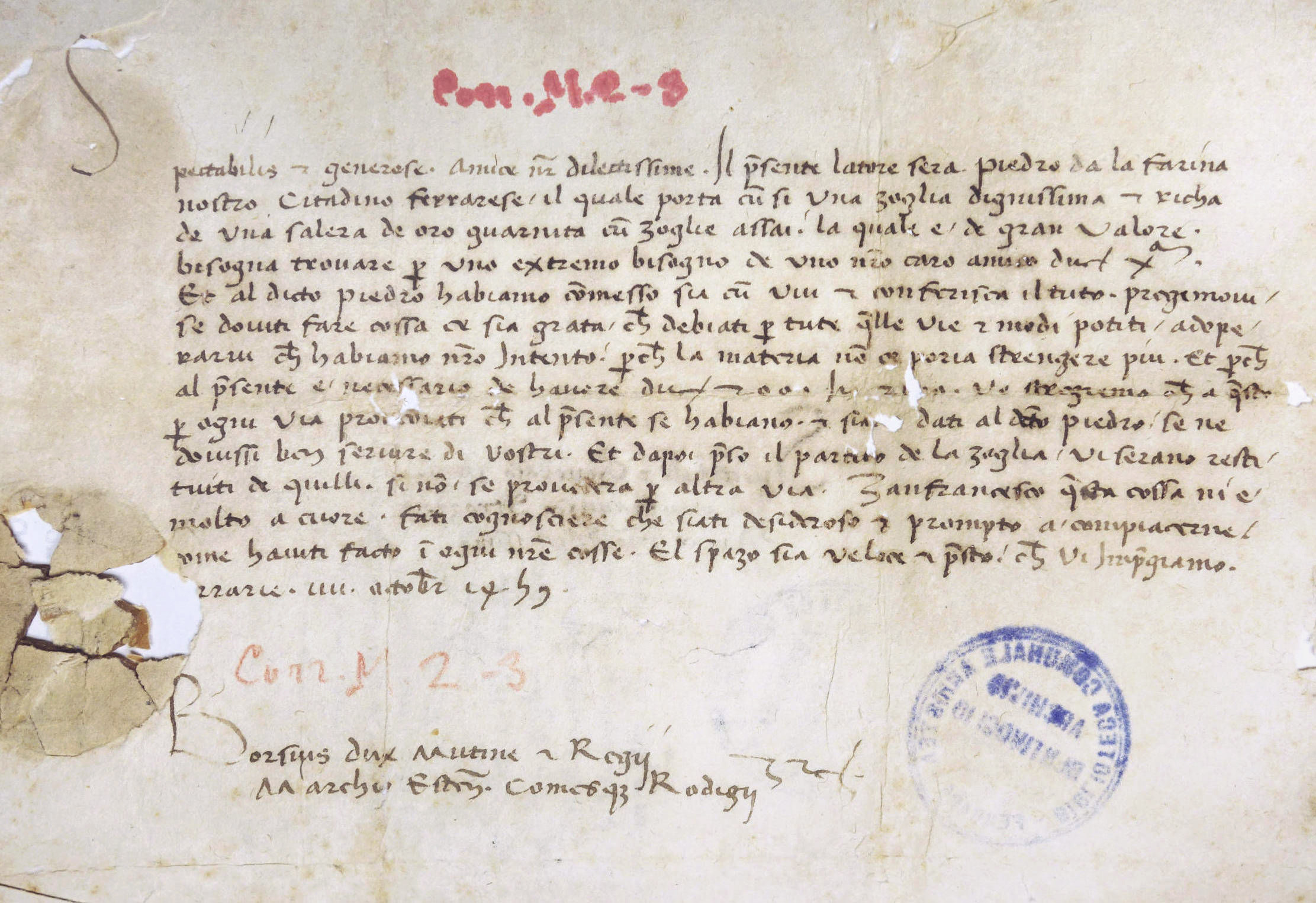 Image of 1459. Borso d’Este recherche d’urgence dix mille ducats