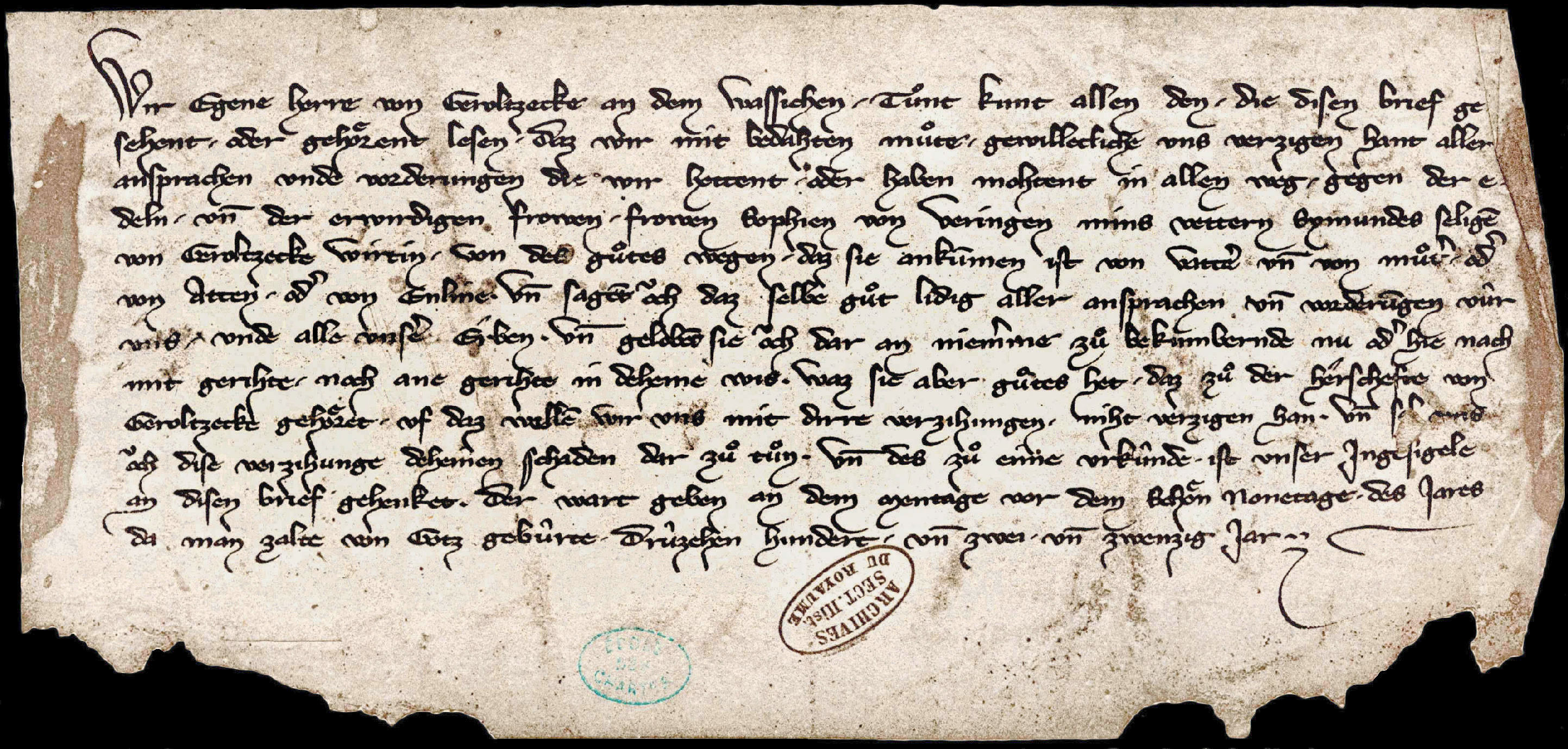 Image of 1322. Egon de Geroldseck en Vosges renonce aux biens de sa cousine par alliance